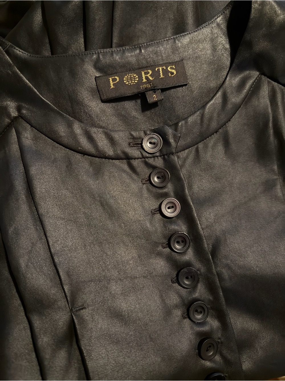 Ports 1961 Black Silk Structured Midi Dress (Fall 2012 Runway)